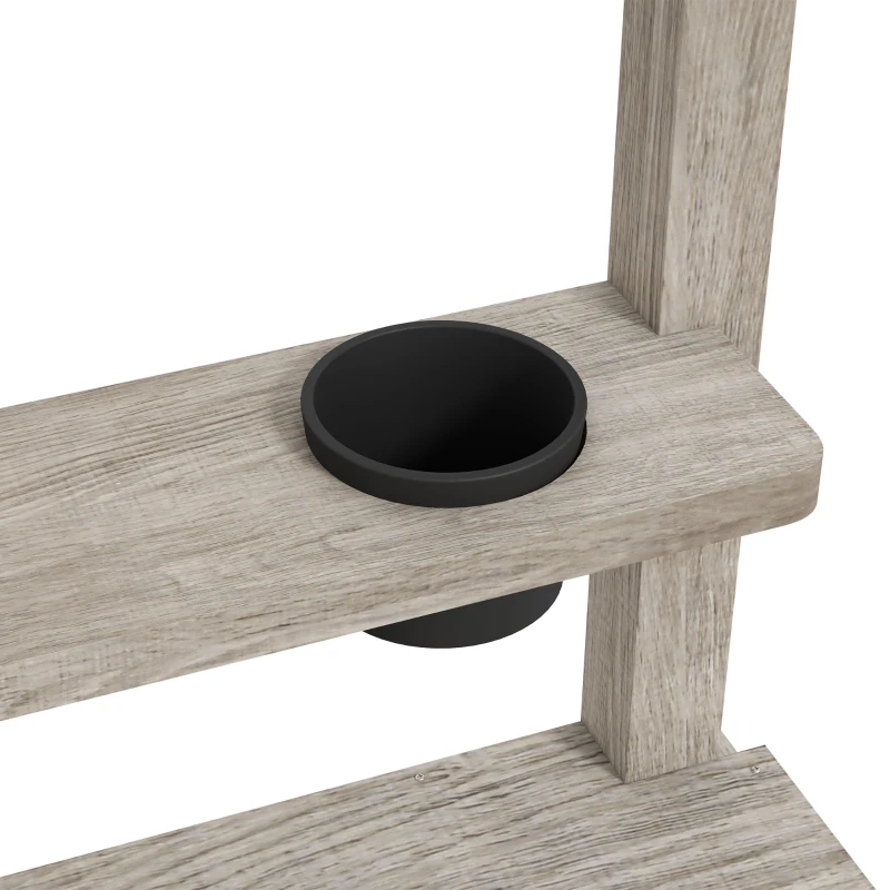 Outsunny Wooden Kids Sandbox with Liner, Kitchen Design for Garden, Backyard