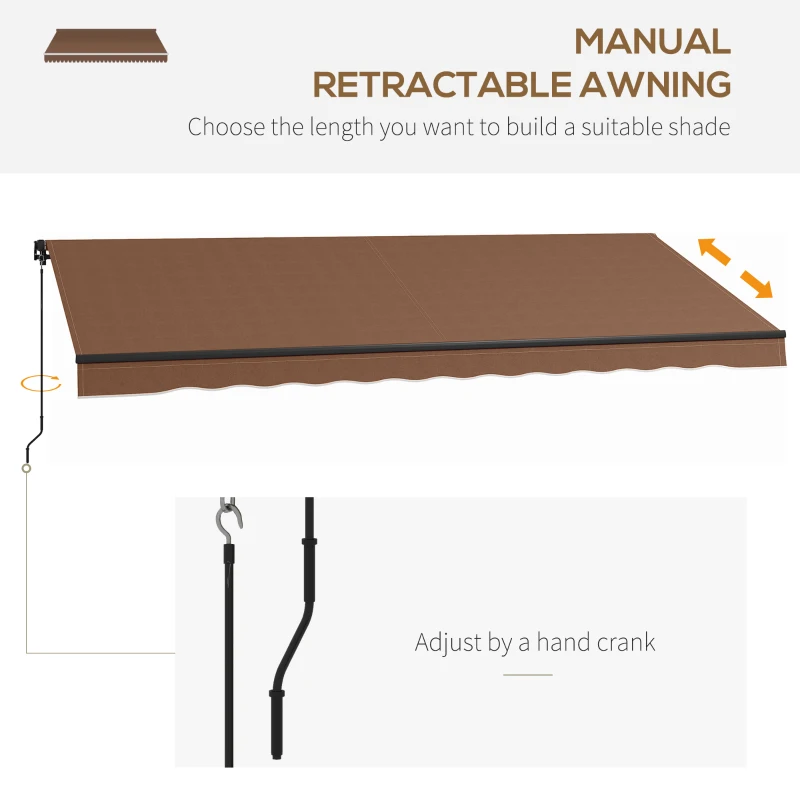 Outsunny 16' x 10' Retractable Awning, 280gsm UV Resistant Sunshade Shelter for Deck, Balcony, Yard, Brown(m-4)