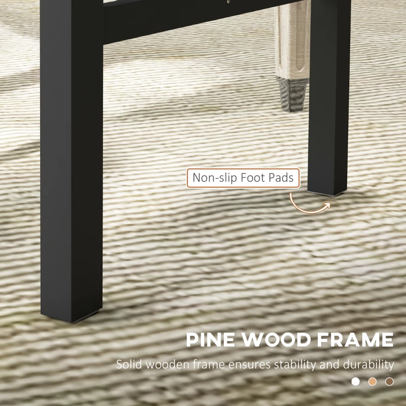 HOMCOM Farmhouse Dining Table Chairs, Set of 4 Pine Wood Kitchen Table Chairs with Slat Back for Living Room, Bedroom, Black