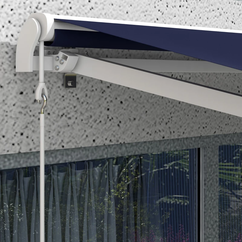Outsunny 10' x 8' Retractable Awning, Electric Awning, UV Protection Sun Shade Shelter with Remote and Crank Handle, Dark Blue