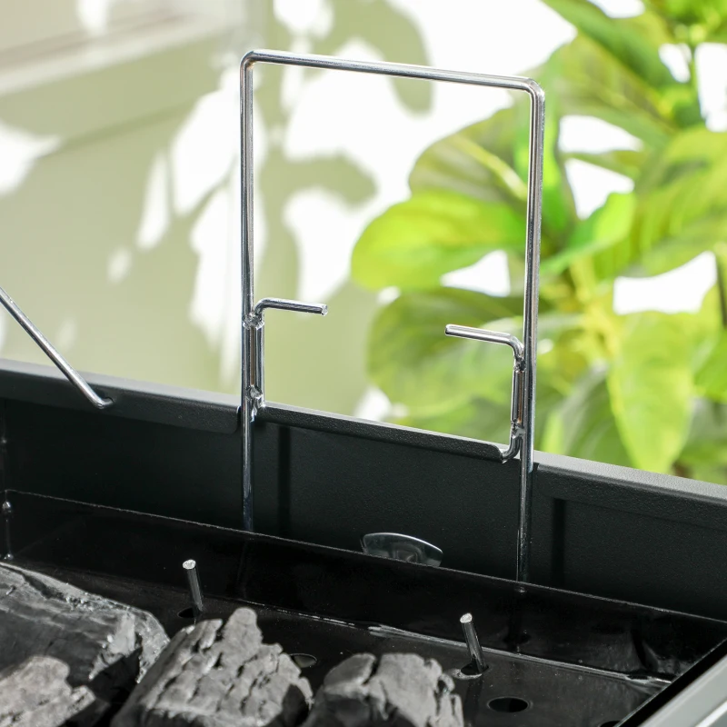 Outsunny Tabletop Charcoal Grill, Portable BBQ with Ash Catcher and Thermometer for Backyard, Camping, Picnic, Black