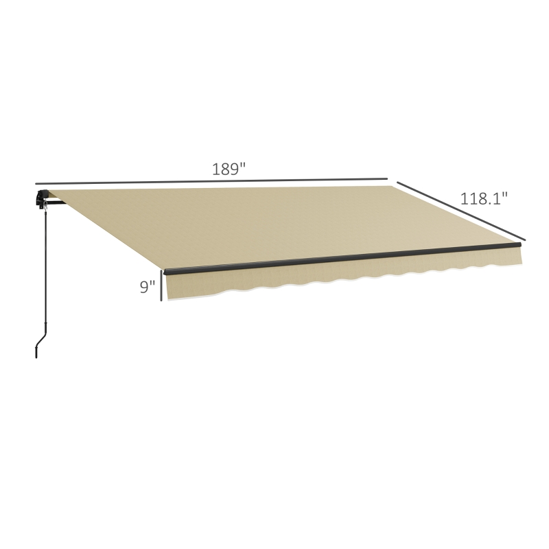 Outsunny 16' x 10' Retractable Awning, 280gsm UV Resistant Sunshade Shelter for Deck, Balcony, Yard, Beige