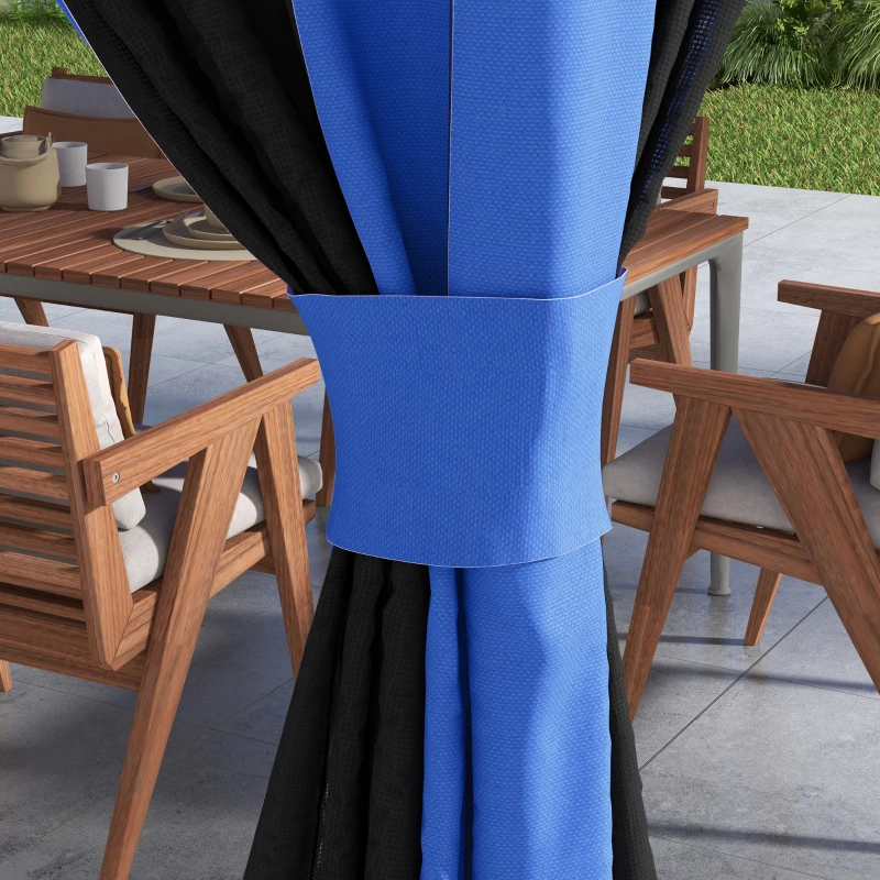 Outsunny 13' x 13' Pop Up Gazebo Instant Canopy Tent Shelter with 2-Tier Roof, Carry Bag, Wight Bags for Outdoor, Garden, Blue