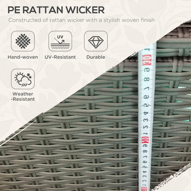 Outsunny Outdoor Wicker Loveseat, Patio Furniture Couch with Cushions, 2 Seats PE Rattan Sofa, 2 Throw Pillows, Gray