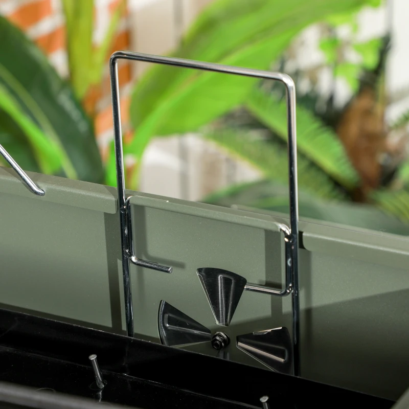 Outsunny Tabletop Charcoal Grill, Portable BBQ with Ash Catcher and Thermometer for Backyard, Camping, Picnic, Dark Green