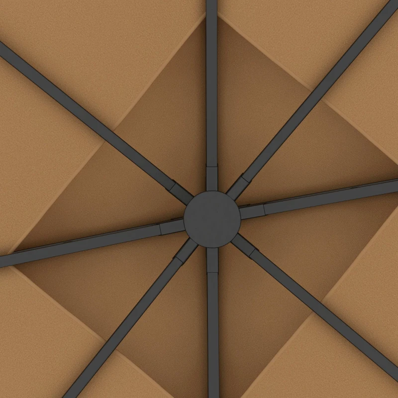 Outsunny 10' x 12' Steel Outdoor Gazebo, Elegant Garden Shelter with Mesh Curtains, Brown - Ideal for Patio & Backyard Entertaining