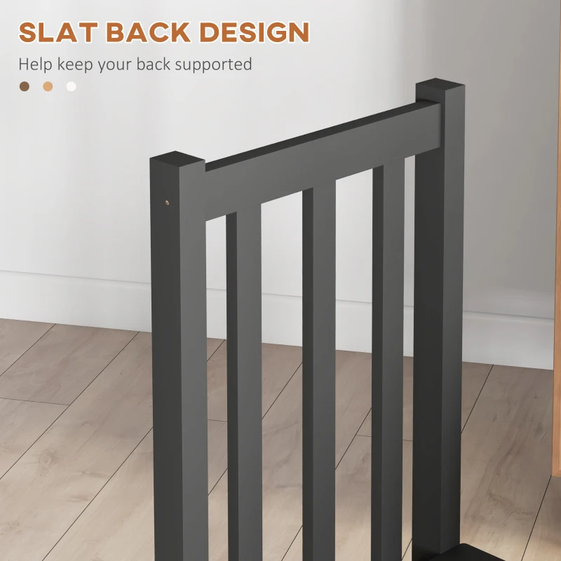 HOMCOM Farmhouse Dining Table Chairs, Set of 4 Pine Wood Kitchen Table Chairs with Slat Back for Living Room, Bedroom, Black