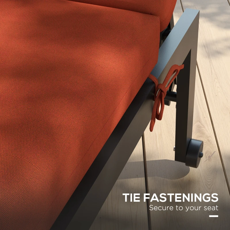 Outsunny 2-Piece Back and Seat Cushion Pillows Replacement, Patio Chair Cushions Set with Ties for Indoor Outdoor, Rust Red