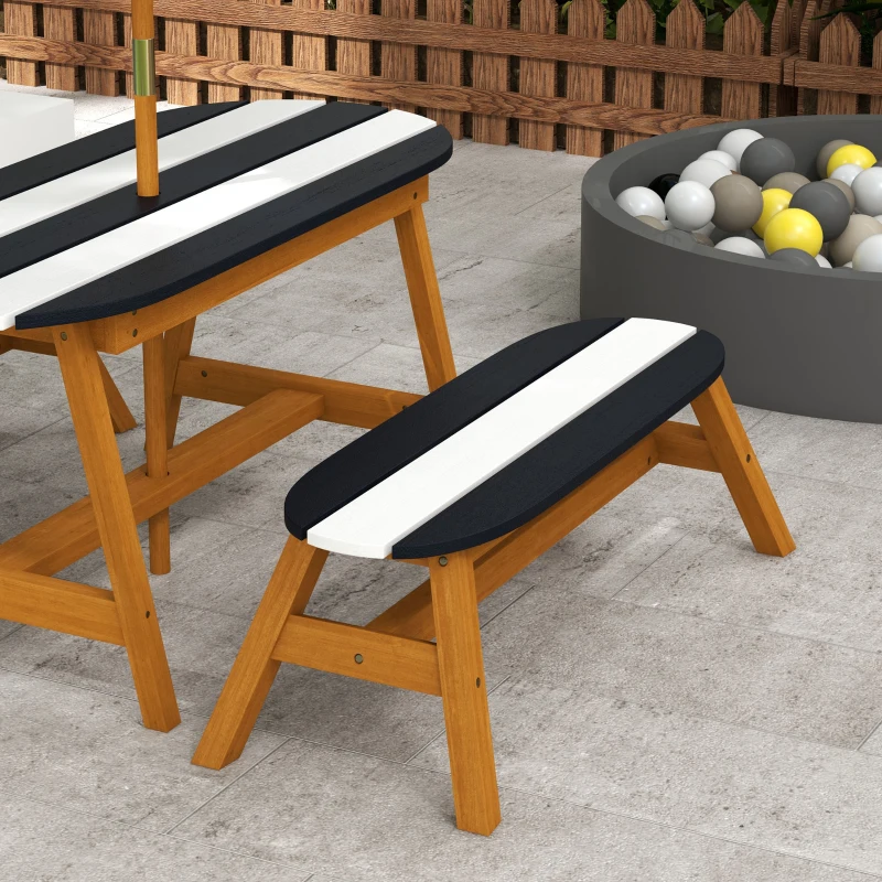 Outsunny Kids Table and Chair Set Wooden Kids Outdoor Table Set with Removable Umbrella for 4 Kids Ages 3-8 Years Old