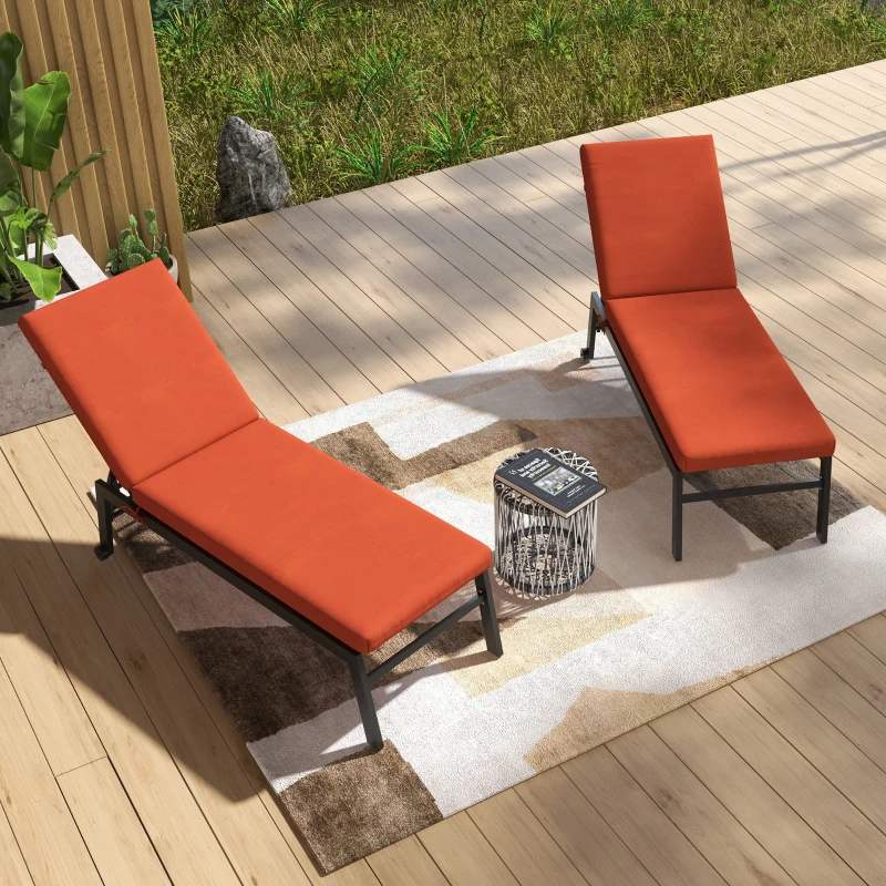 Outsunny 2-Piece Back and Seat Cushion Pillows Replacement, Patio Chair Cushions Set with Ties for Indoor Outdoor, Rust Red
