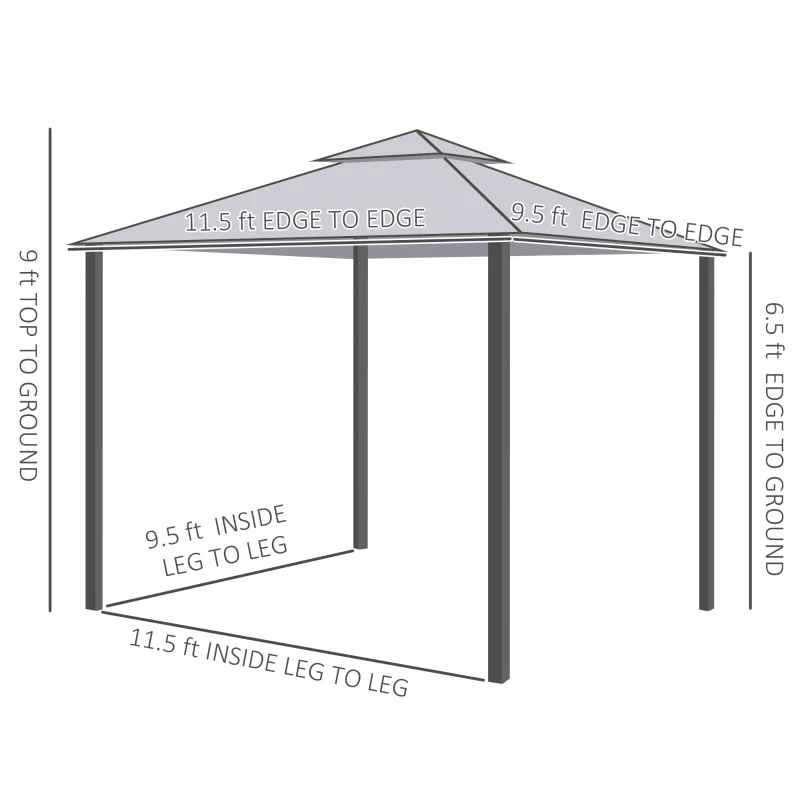 Outsunny 9.6' x 11.6' Patio Gazebo Outdoor Canopy Shelter with 2-Tier Roof and Netting, Steel Frame for Garden, Cream White