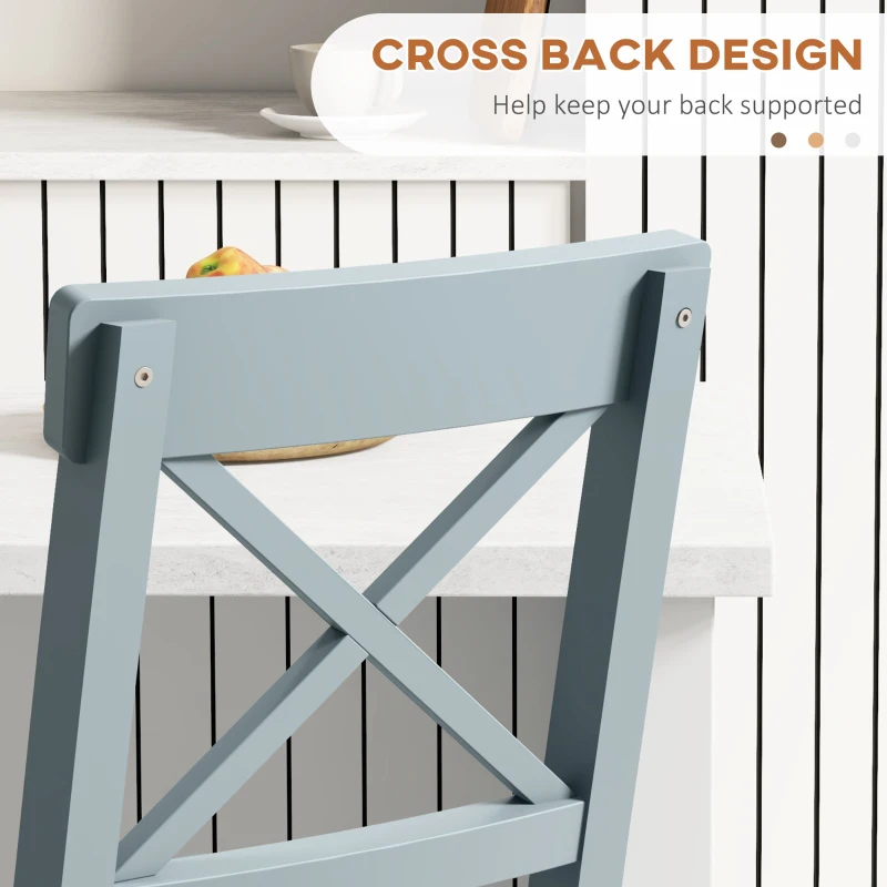 HOMCOM Counter Height Stools Set of 2, Farmhouse Bar Stools with Backs, Solid Wood Counter Stools for Kitchen Island