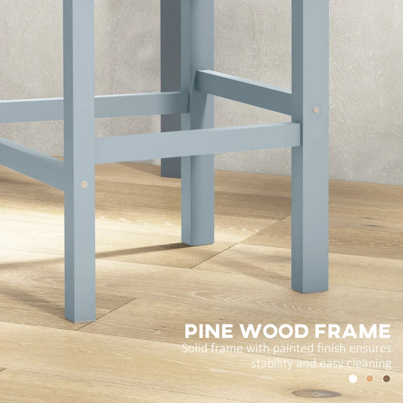 HOMCOM Counter Height Stools Set of 2, Farmhouse Bar Stools with Backs, Solid Wood Counter Stools for Kitchen Island