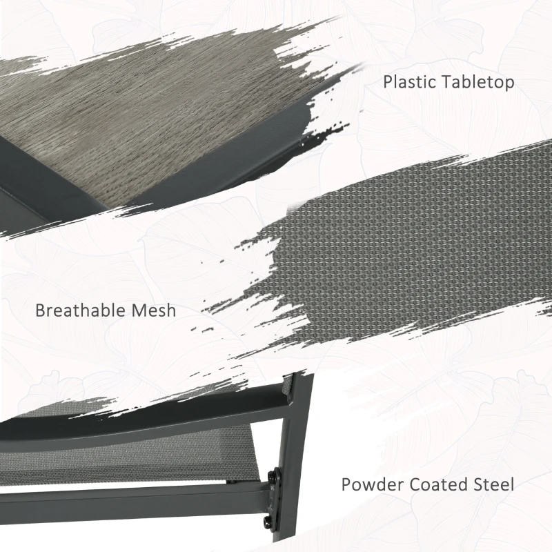 Outsunny 7 Pieces Outdoor Dining Set with 6 Stackable Chairs, Patio Table and Chairs with Plastic Top, Breathable Mesh Seat Back