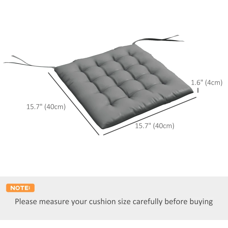 Outsunny 6-Piece Seat Cushion Pillows Replacement, Button Tufted Patio Chair Cushions Set with Ties, Charcoal Grey