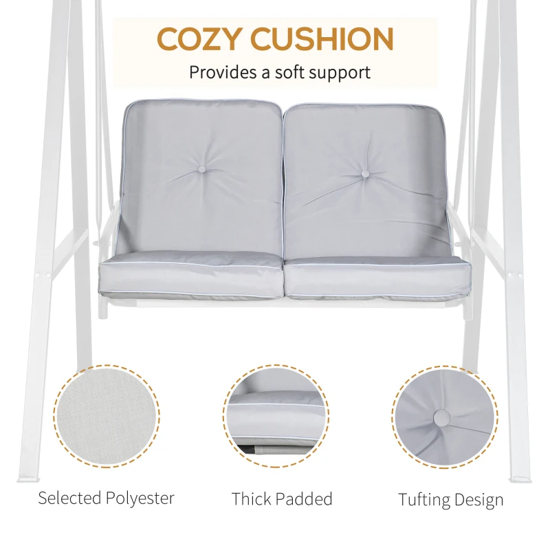 Outsunny 2-Seater Outdoor Porch Swing with Adjustable Canopy, Patio Swing Chair for Garden, Poolside, Backyard, Grey