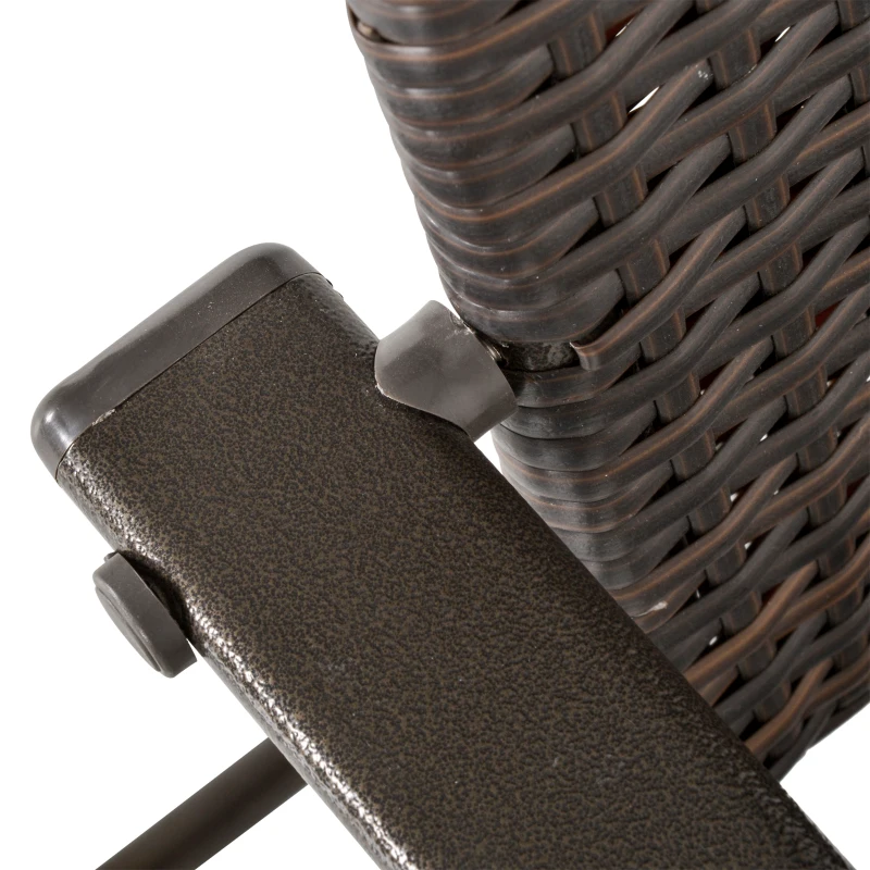 Outsunny Outdoor Wicker Dining Chair Set of 4, Rattan Foldable Chair with Steel Frame for Garden, Backyard, Porch, Brown