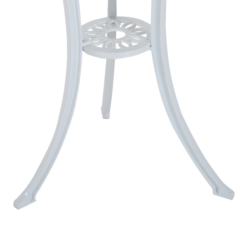 Outsunny 3 Pieces Antique Outdoor Bistro Set for 2 Patio Table and Chairs Set with Umbrella Hole White