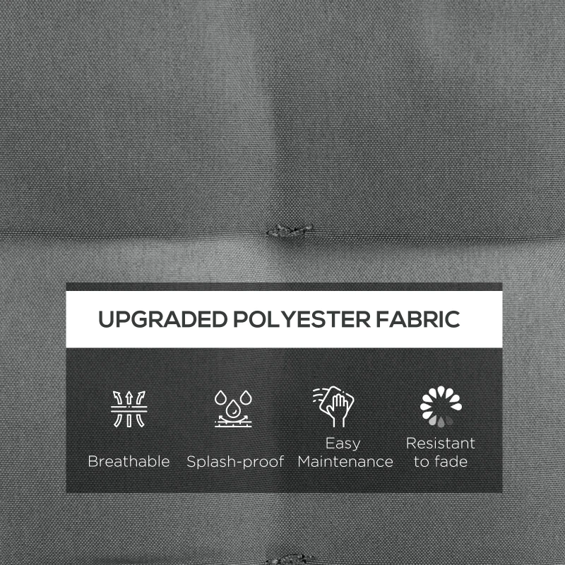 Outsunny 6-Piece Seat Cushion Pillows Replacement, Button Tufted Patio Chair Cushions Set with Ties, Charcoal Grey