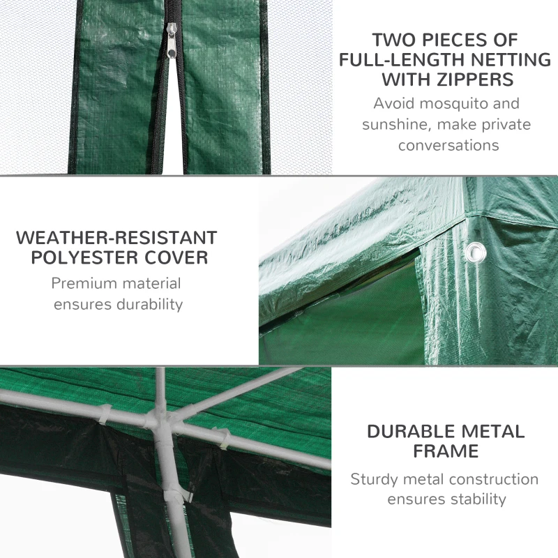Outsunny 10' x 20' Party Tent, Outdoor Wedding Canopy & Gazebo Shade Shelter with 6 Removable Sidewalls for Event, BBQ, Green