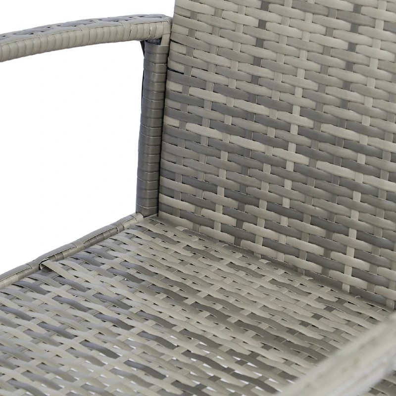 Outsunny 4 Pieces Patio Furniture Set with Loveseat Bench, Armchairs, Glass Table, Outdoor Wicker Conversation Seating Set, Grey