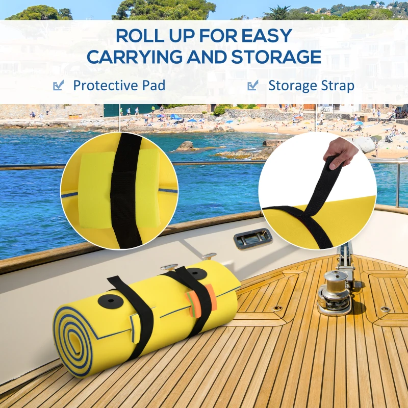 Soozier 6.5' x 2' Roll-Up Pool Float Pad Water Floating Mat for Lake, Ocean, Pool Playing, Relaxing & Recreation, Yellow