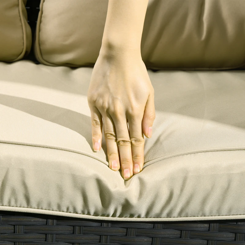 Outsunny 2-Seater Outdoor Sofa w/ 4" Thick Cushions, Outdoor Couch, Beige