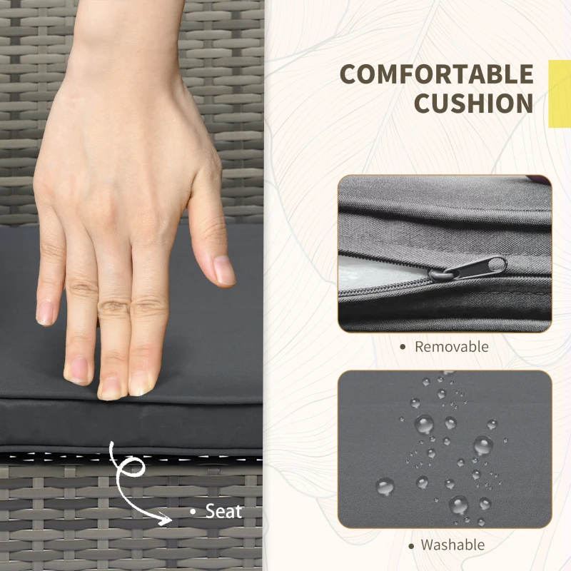 Outsunny 4 Pieces Patio Furniture Set with Loveseat Bench, Armchairs, Glass Table, Outdoor Wicker Conversation Seating Set, Grey