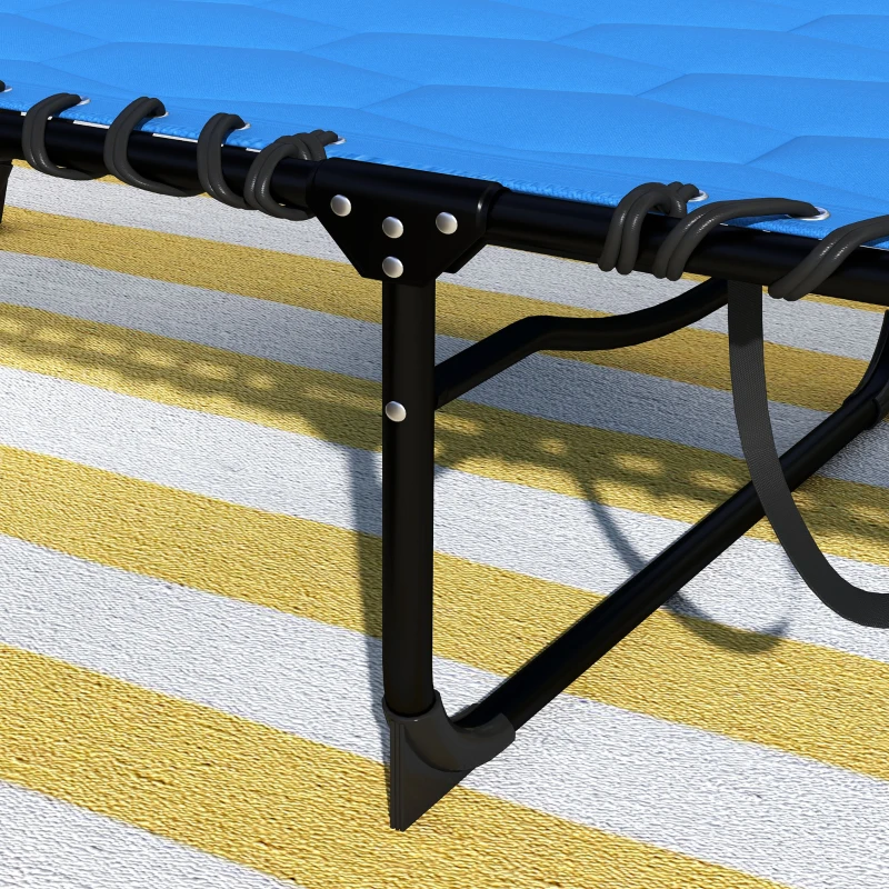 Outsunny Folding Chaise Lounge with Reclining Back, 25.6" x 74" x 14.2", Blue