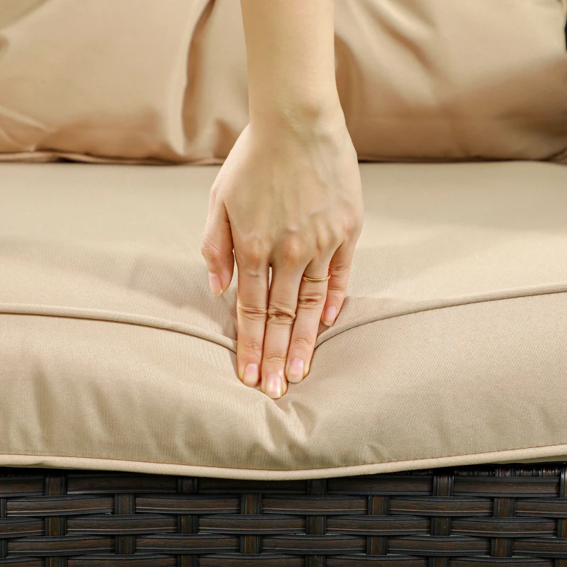 Outsunny 3-Seater Outdoor Sofa w/ 4" Thick Cushions, Outdoor Couch, Beige