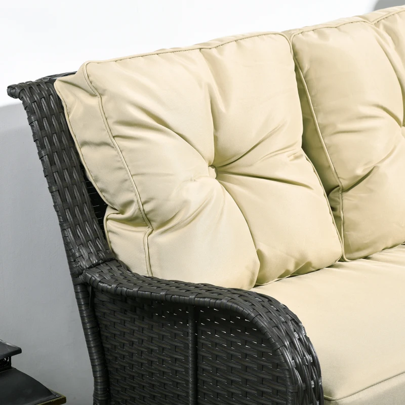 Outsunny 2-Seater Outdoor Sofa w/ 4" Thick Cushions, Outdoor Couch, Beige