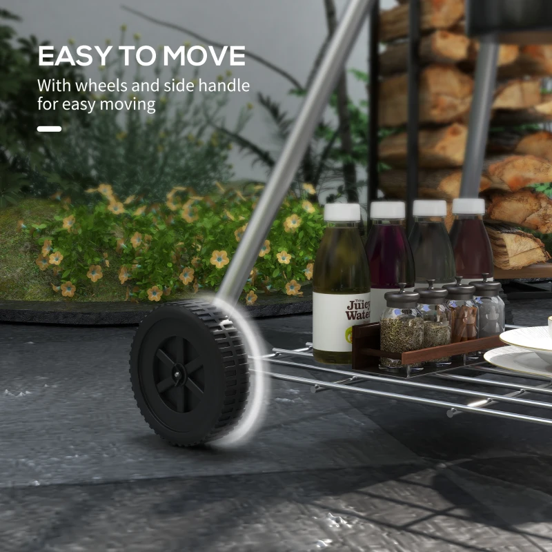 Outsunny 21" Kettle Charcoal BBQ Grill Barbecue Smoker with 360 sq.in. Cooking Area, Wheels, Ash Catcher, Green