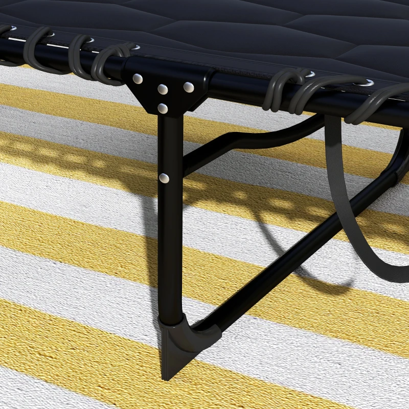 Outsunny Folding Chaise Lounge with Reclining Back, 25.6" x 74" x 14.2", Black