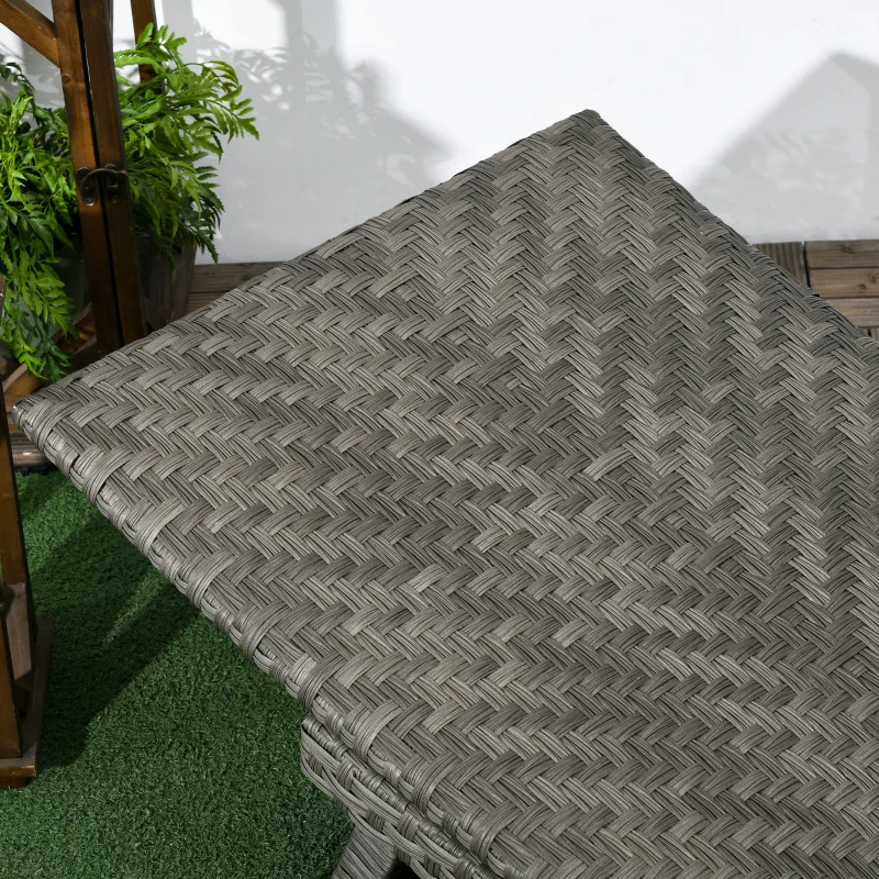 Outsunny Rattan Outdoor Lounger Chair Recliner with 5-Level Adjustable Backrest, Wheels for Garden, Patio, Poolside, Mixed Grey