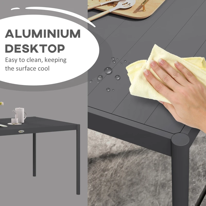 Outsunny Outdoor Dining Table w/ Aluminium Frame, Garden Table, 57", Dark Grey