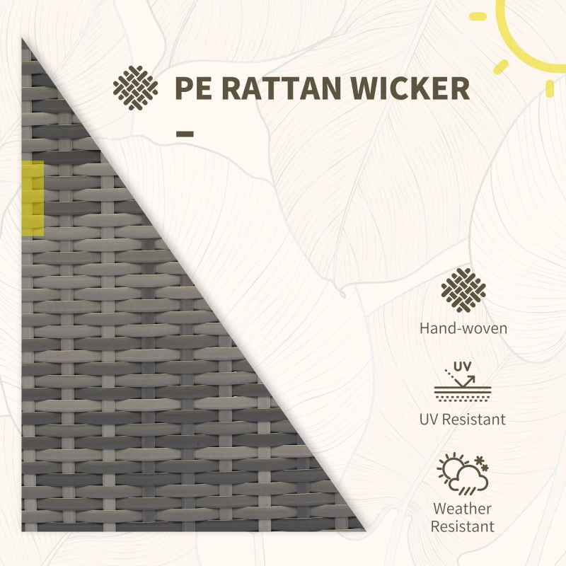 Outsunny 4 Pieces Patio Furniture Set with Loveseat Bench, Armchairs, Glass Table, Outdoor Wicker Conversation Seating Set, Grey