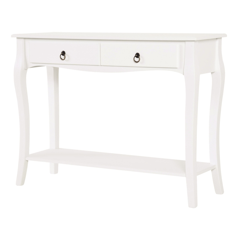 HOMCOM Console Table, Modern Entryway Table with 2 Drawers and Bottom Shelf, Sofa Table for Living Room, Hallway, Ivory White