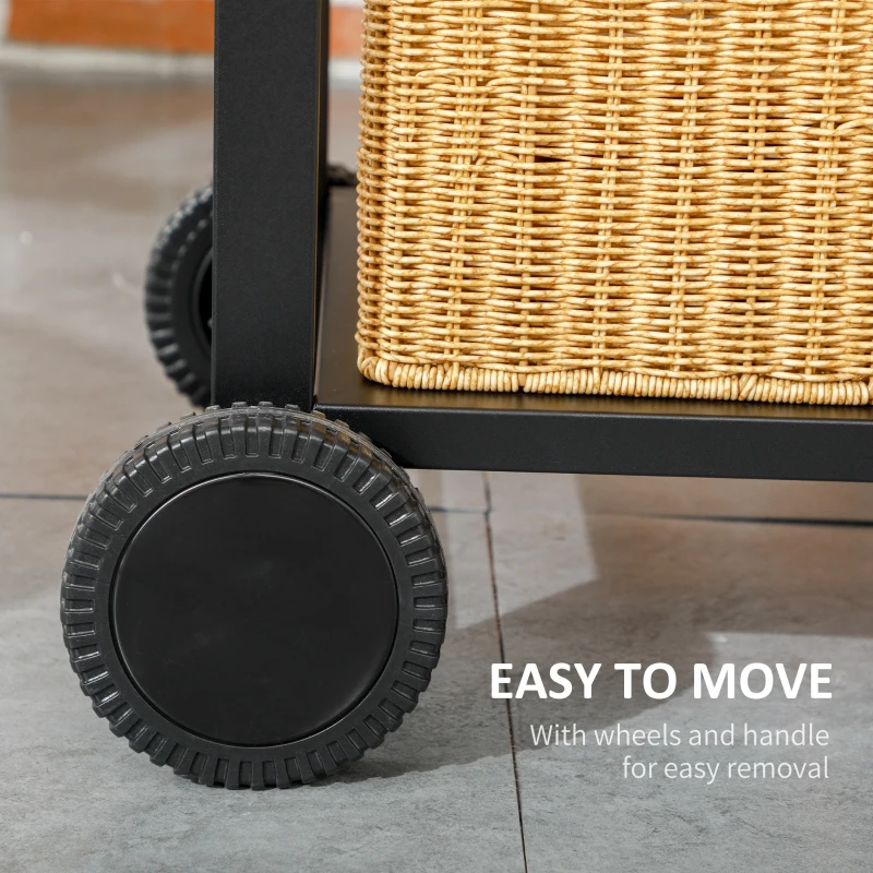 Outsunny Charcoal BBQ Grill Smoker with Adjustable Charcoal Pan and Galvanised Steel Shell, Barbecue Grill Trolley with Storage