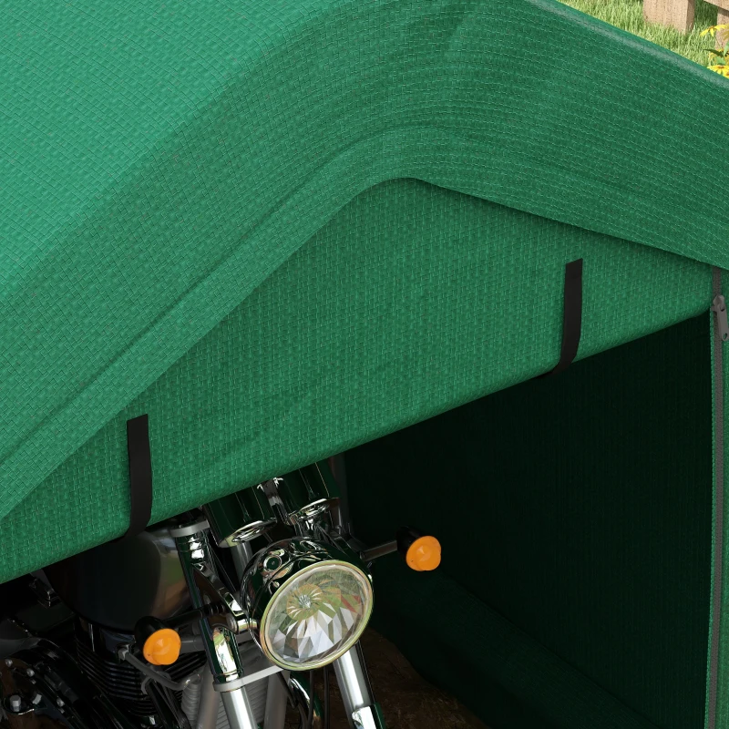 Outsunny 8' x 6' Carport with Sidewalls and Roll-up Door, Outdoor Storage Shelter for Motorcycle and Car, Green