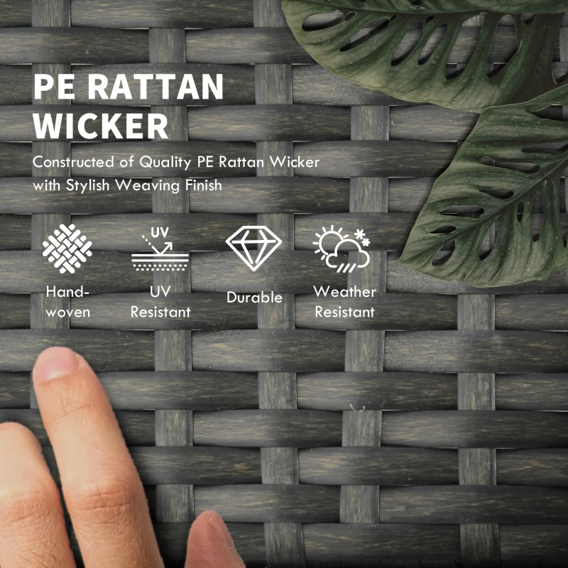 Outsunny 2 Piece Wicker Chaise Lounger PE Rattan Outdoor Lounge Chair Recliner with Adjustable Backrest and 2 Wheels, Sky Blue