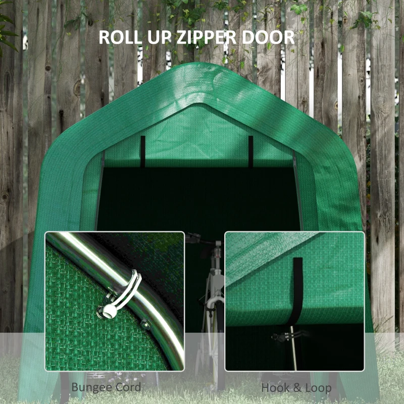 Outsunny 8' x 6' Carport with Sidewalls and Roll-up Door, Outdoor Storage Shelter for Motorcycle and Car, Green