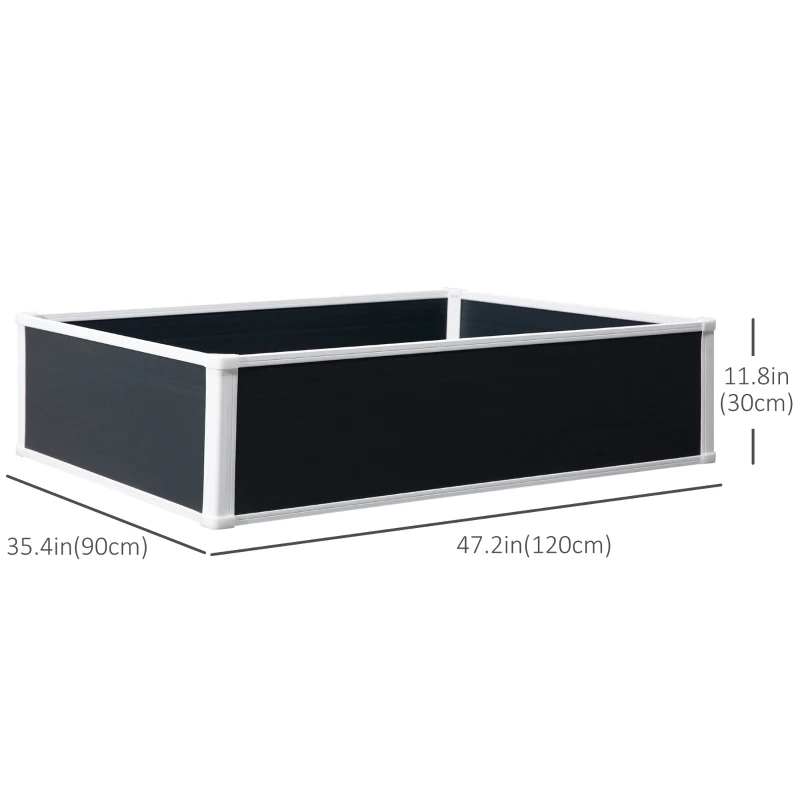 Outsunny 47" x 35" x 12" Raised Garden Bed, Planter Box, Above Ground Garden for Flowers, Herb, Vegetables, Dark Grey