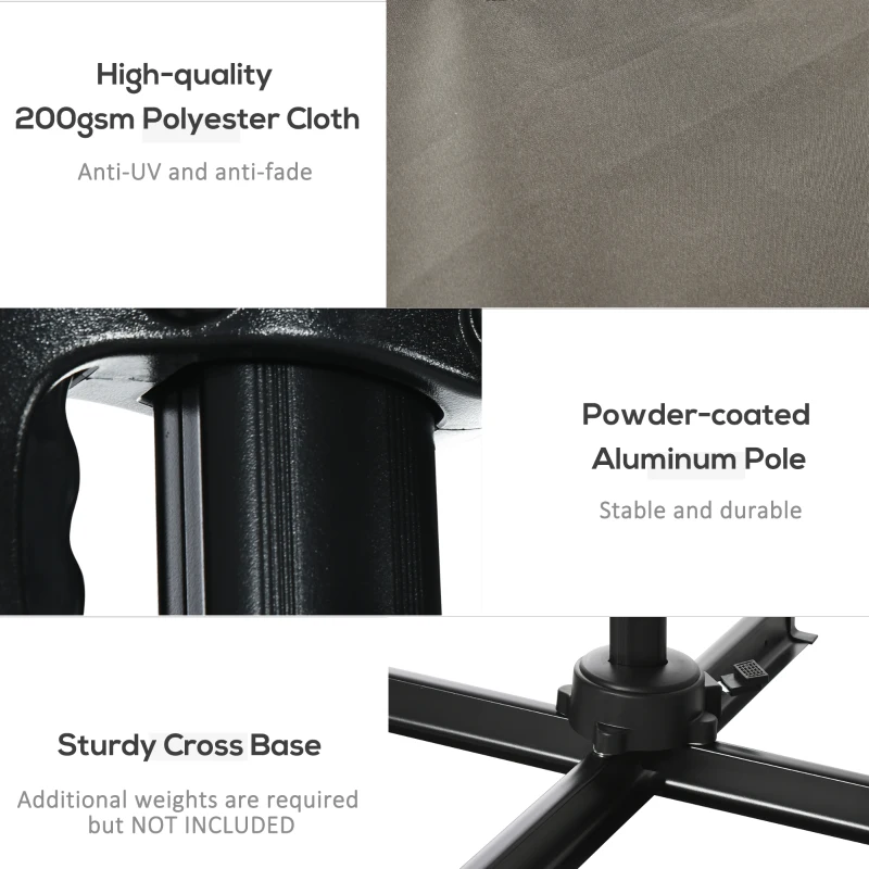 Outsunny 8' x 8' Square Patio Hanging Offset Umbrella with 360° Rotation, Aluminum Outdoor Cantilever Market Parasol, Light Grey