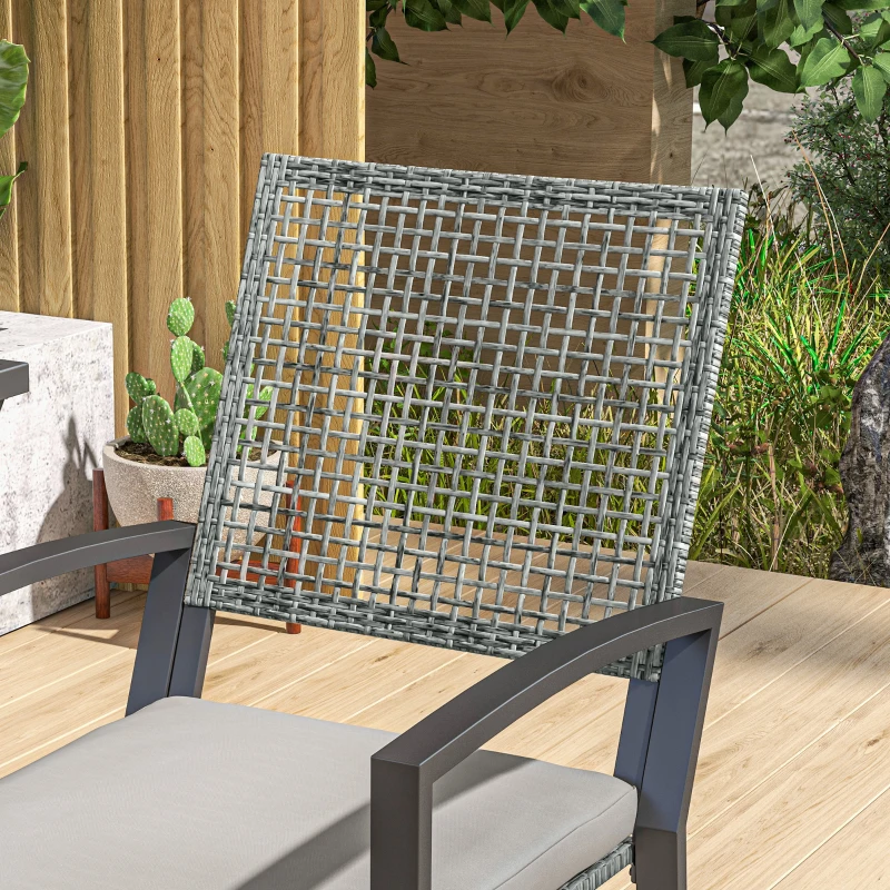 Outsunny 3pc Rattan Patio Bar Table and Bar Chairs w/ Cushions Home Bar Furniture