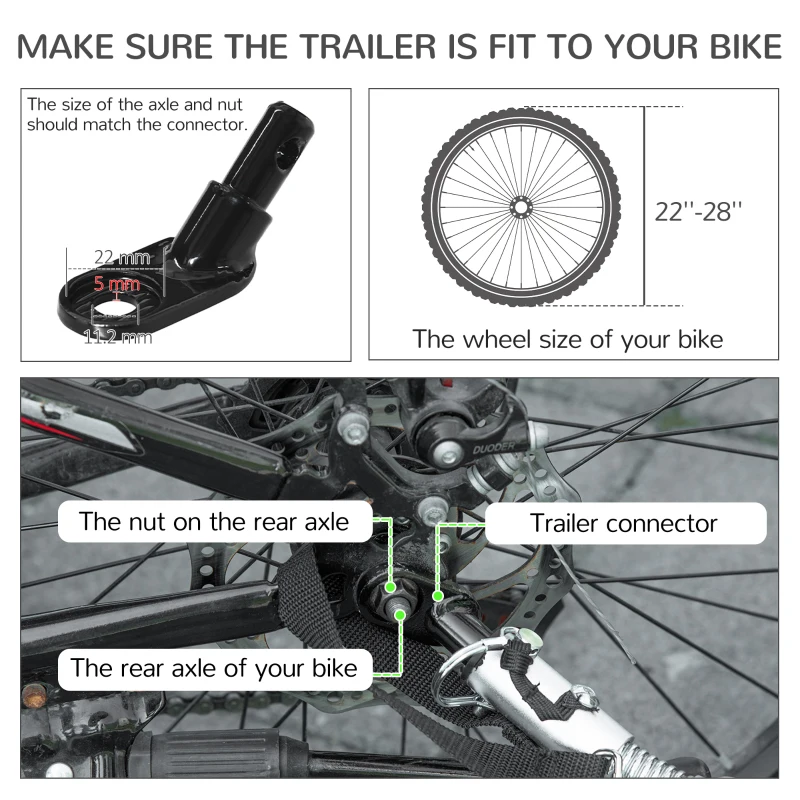 Aosom 2 in 1 Bike Trailer with Aluminum Frame, Quick Release Wheels, Safety Leash, Anti-Slip Mat for Medium Dogs, Green
