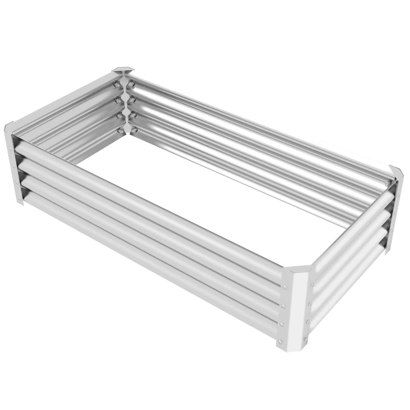 Outsunny 4'x2'x1' Galvanized Raised Bed, Bottomless Elevated Planter Box for Growing Flowers, Herbs and Vegetables, Silver