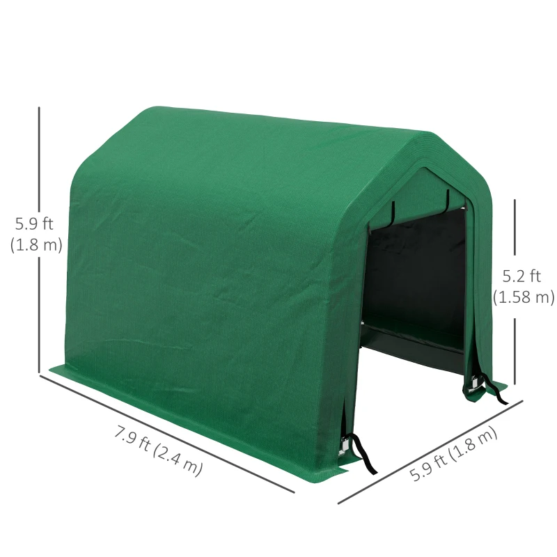 Outsunny 8' x 6' Carport with Sidewalls and Roll-up Door, Outdoor Storage Shelter for Motorcycle and Car, Green