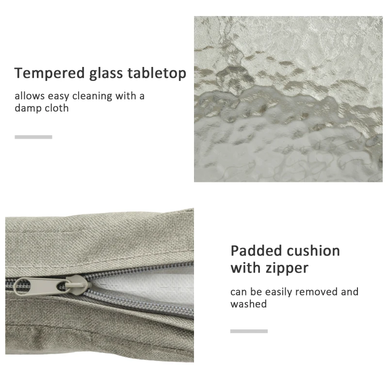 Outsunny 3 Piece Outdoor Patio Bistro Set, Wicker Rattan Furniture with Metal Legs for Garden, Backyard, Coffee and Light Grey