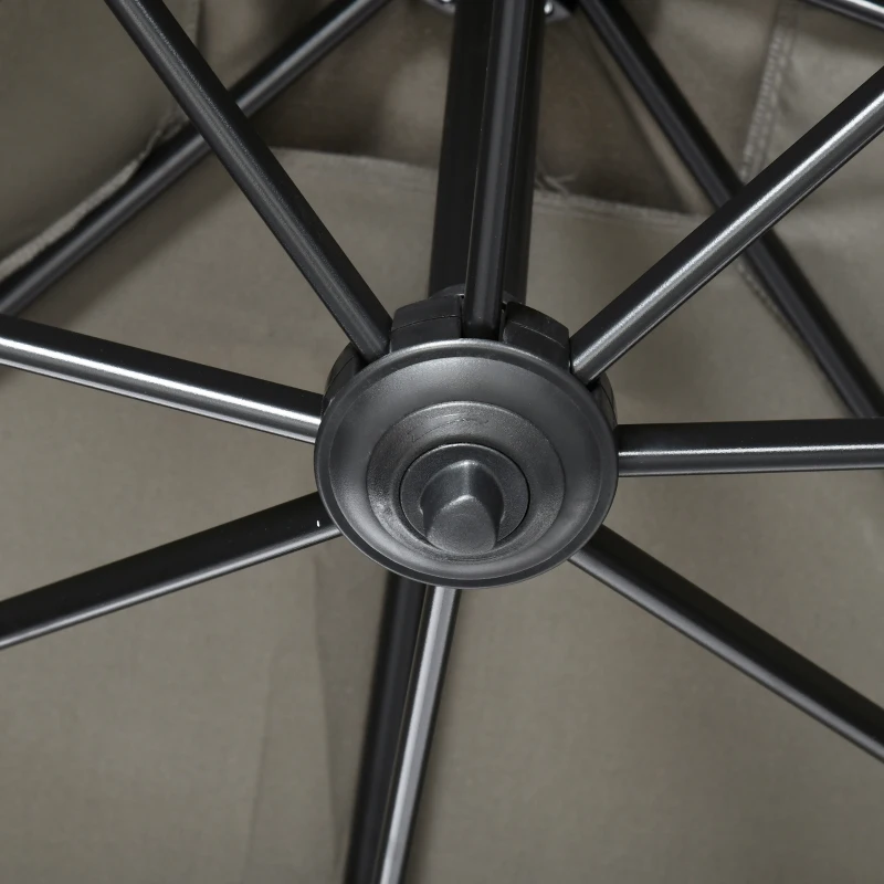 Outsunny 8' x 8' Square Patio Hanging Offset Umbrella with 360° Rotation, Aluminum Outdoor Cantilever Market Parasol, Light Grey