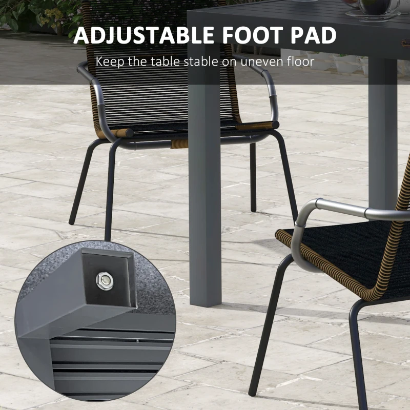 Outsunny Expandable Patio Table, Outdoor Dining Table for 4-6 with Aluminum Frame for Garden, Lawn, Balcony Terrace, Gray